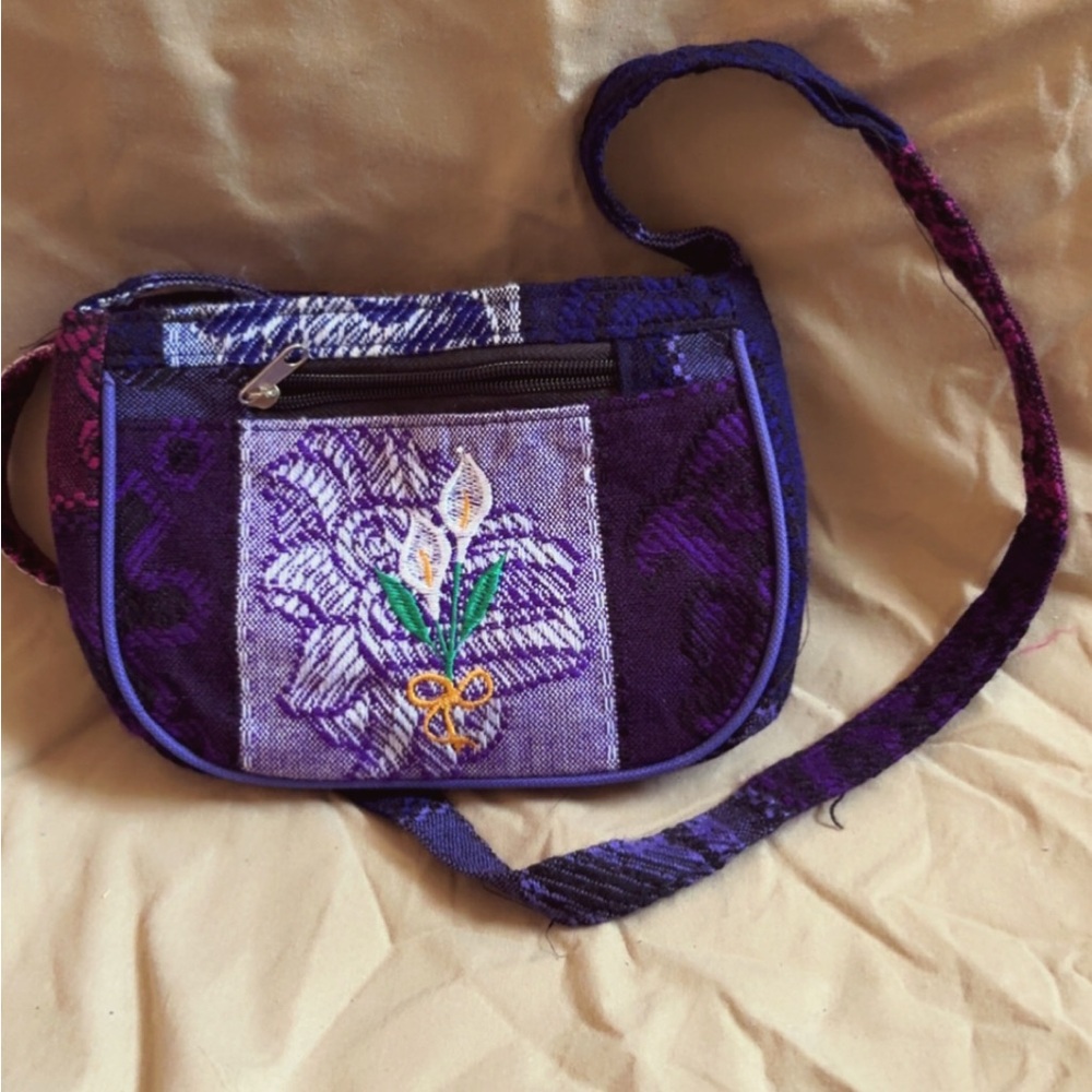 Handcrafted Purple Embroidered Crossbody Bag